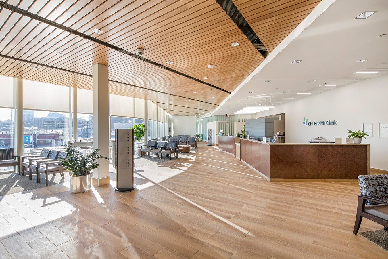 Interior view of the clinic check-in area.