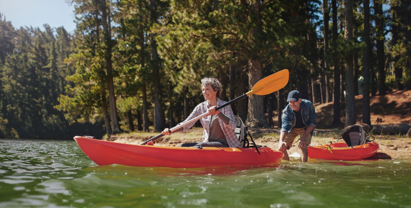 Woman smiling on edge of pool
