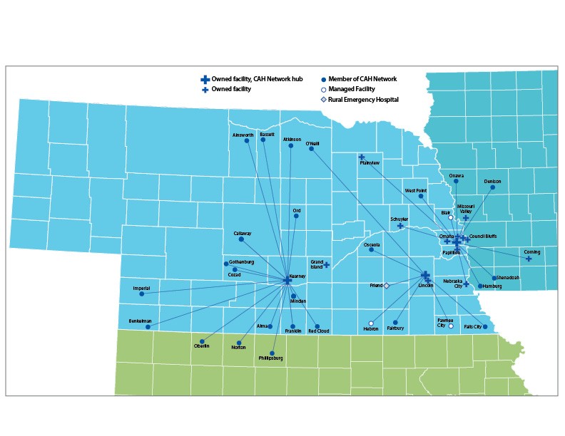 Map of CHI Health critical access network